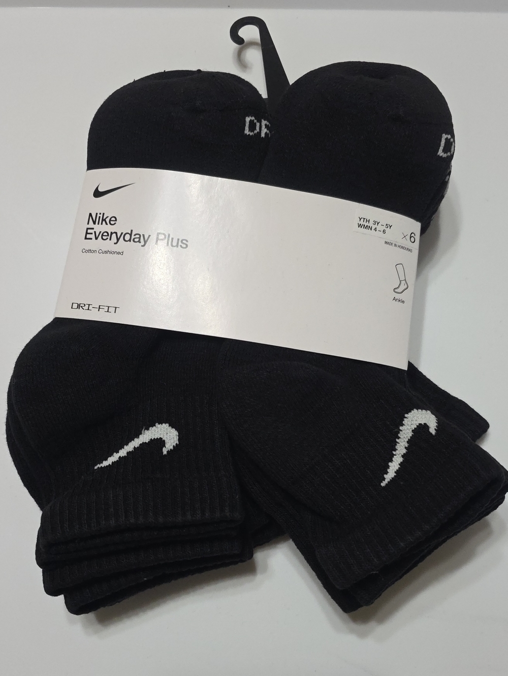 Nike Black & White Everyday Plus Dri-FIT Ankle Socks - 6 Pack